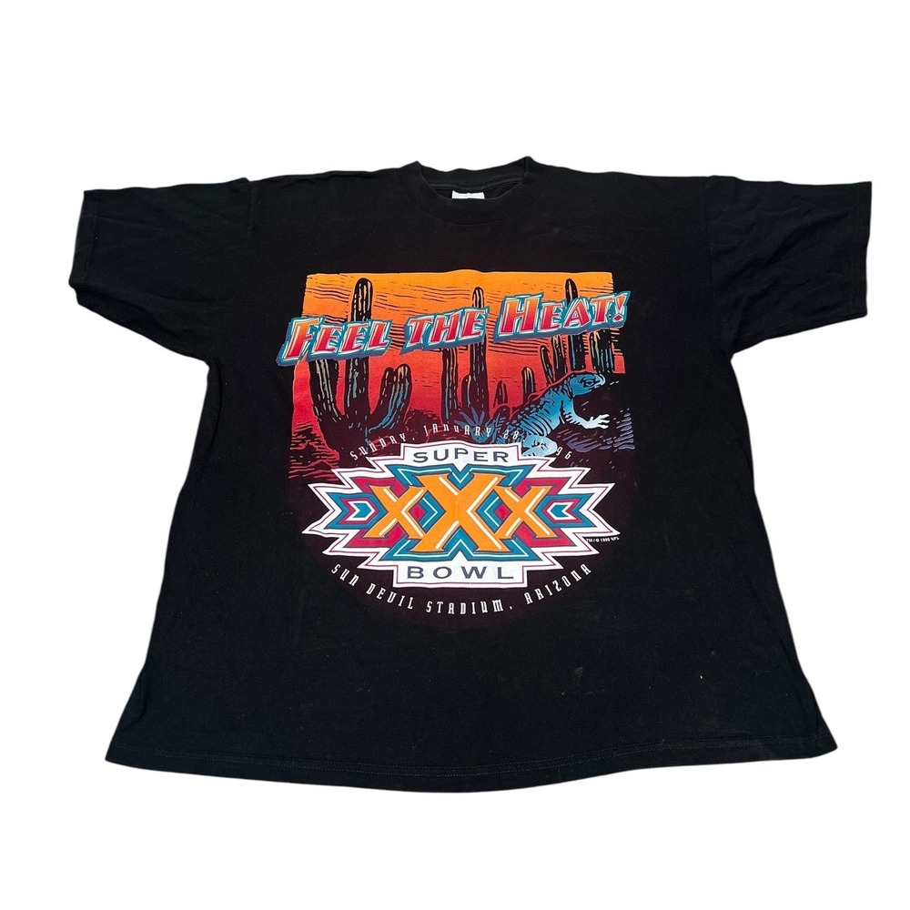 League Leader Super Bowl XXX T-Shirt Mens XL Black Feel The Heat Arizona 1996
